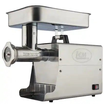 Front. LEM Product - #22 Big Bite Meat Grinder - 1 HP - Stainless.