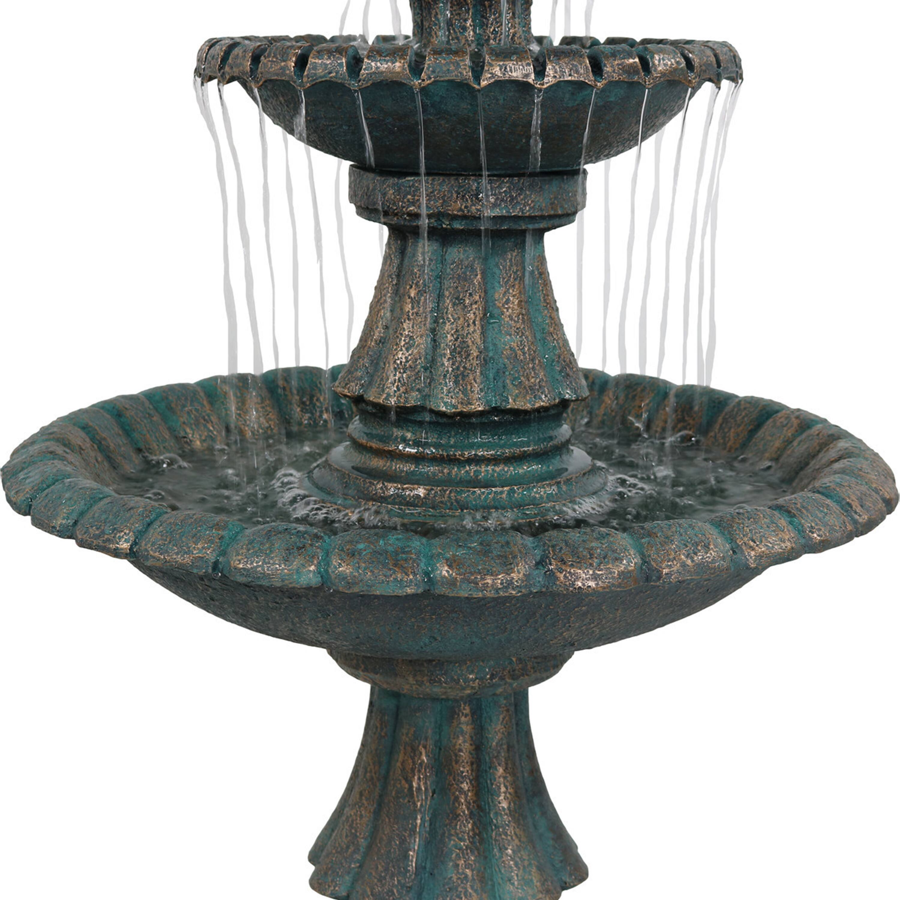 Alt View 7. Sunnydaze - Nouveau Tiered Polyresin Outdoor 2-Tier Water Fountain - Green.