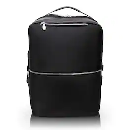 McKleinUSA - 17" Laptop Backpack Messenger 2-in-1 Convertible Ballistic Nylon Leather-Trim Padded Sleeve Travel - Black