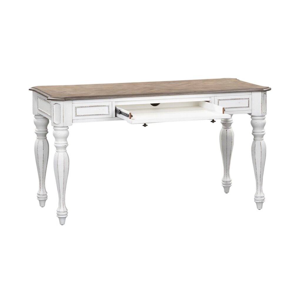 Angle. Liberty Furniture Industries - Magnolia Manor Lift Top Writing Desk in Antique White - White.