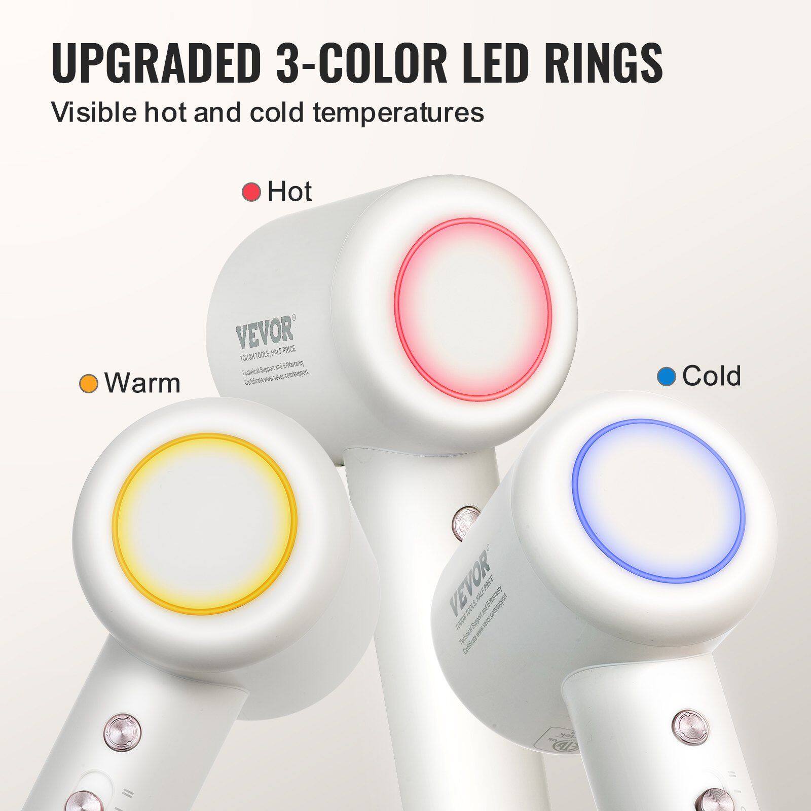 UPGRADED 3-COLOR LED RINGS  
Visible hot and cold temperatures

- Hot
- Warm
- Cold

VEVOR  
TOUGHOOLS & MALL PROFESSIONAL  
Technical Support: E-mail: support@vevor.com  
Customer Service: www.vevor.com