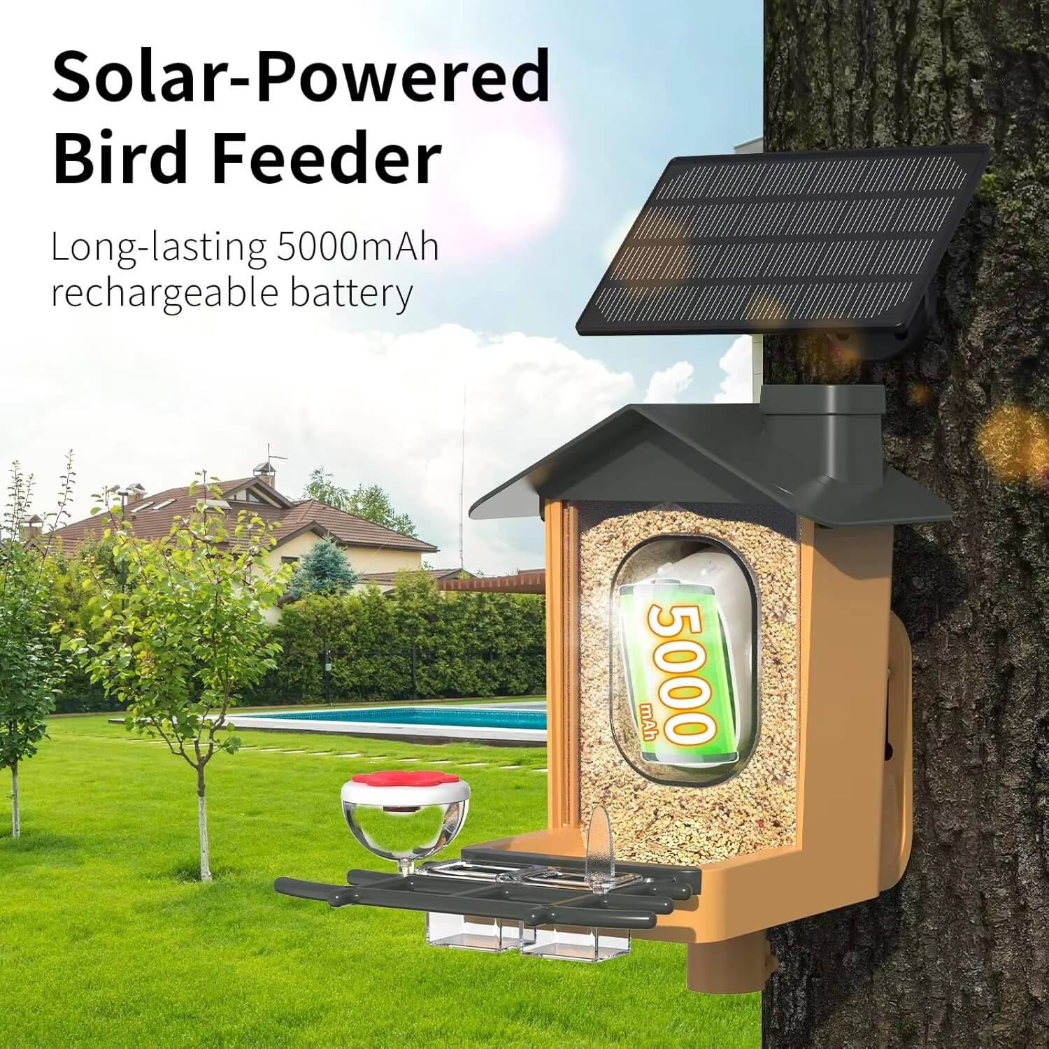 Solar-Powered Bird Feeder

Long-lasting 5000mAh rechargeable battery