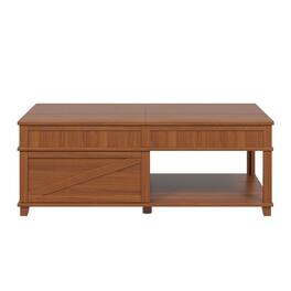 Forest'nSky - Lift-Top Coffee Table with Hidden Compartment, Open Shelf, and Adjustable Desktop - Apricot Brown