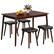Front. Costway - 5 PCS Dining Table Set for 4 w/4 Upholstered Stools Rubber Wood Legs for Kitchen - Brown.