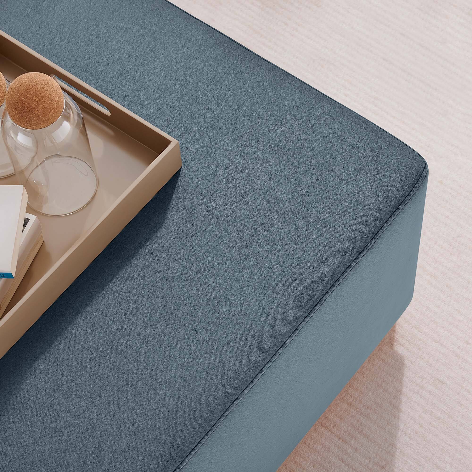Alt View 2. Modway - Tilden Large 28" Square Performance Velvet Upholstered Ottoman by Modway - Cadet Blue Natural.
