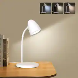 Stamp n Camp - LED Desk Lamp for Home Office 3 Light Colors Flexible Gooseneck Table Lamp Dimmable Reading Light for Bedside Desk - L33-White