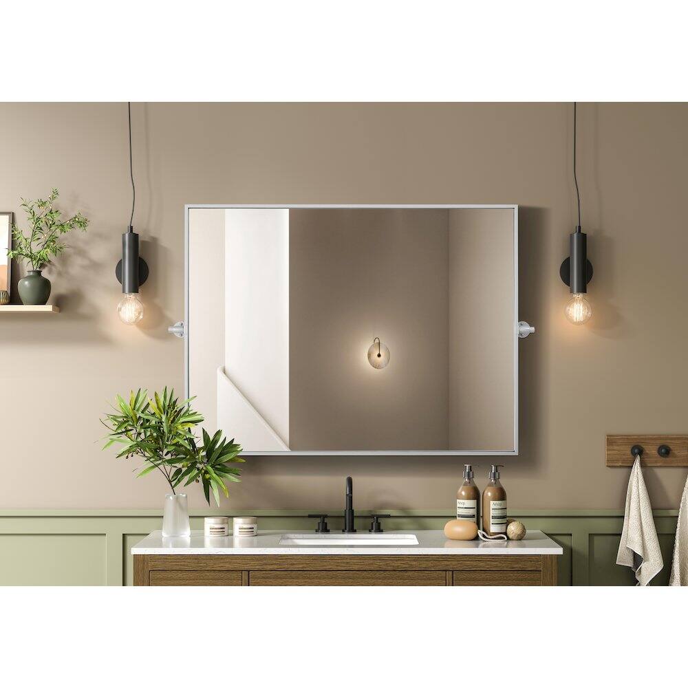 Alt View 10. Elegant Kitchen and Bath - Amoura 40X30 Pivot Mirror In Silver - Silver.