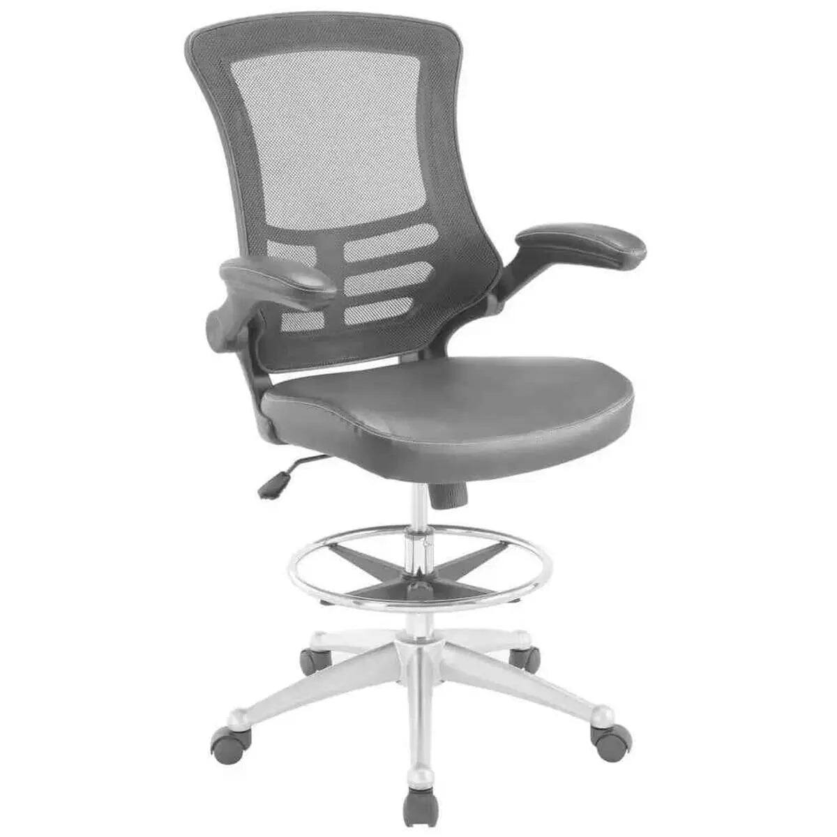 Back. Platinum-Level - Drafting Chair with Lumbar Support and Breathable Mesh Back - Black.