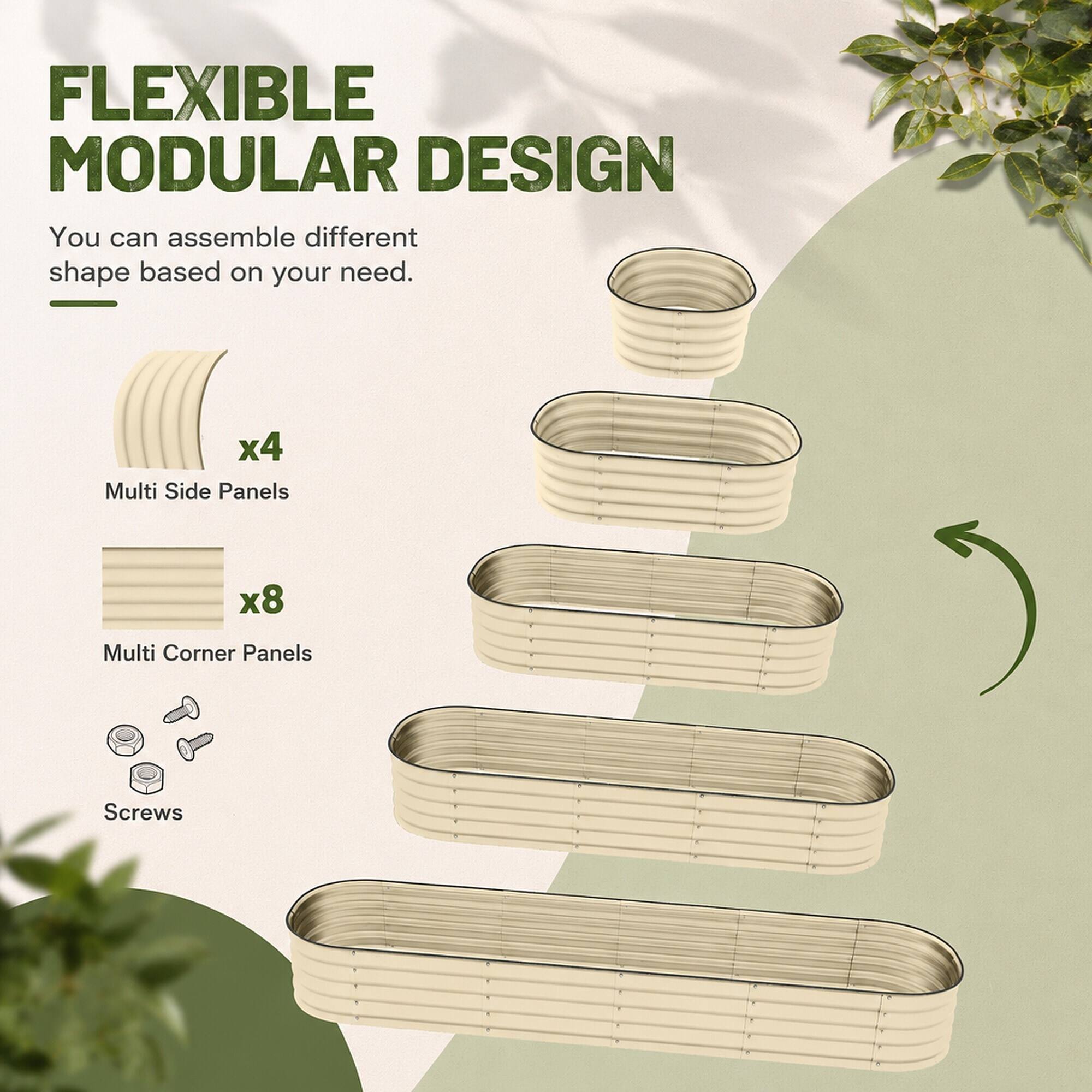 FLEXIBLE MODULAR DESIGN  
You can assemble different shapes based on your need.  

- x4 Multi Side Panels  
- x8 Multi Corner Panels  
- Screws