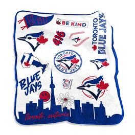 Logo Brands - Toronto Blue Jays 50'' x 60'' Native Raschel Plush Throw Blanket - Multicolor