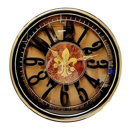 FC Design - 18"H Metallic Gold on Black Vintage Fleur-de-lis Round Wall Clock - Multicolor