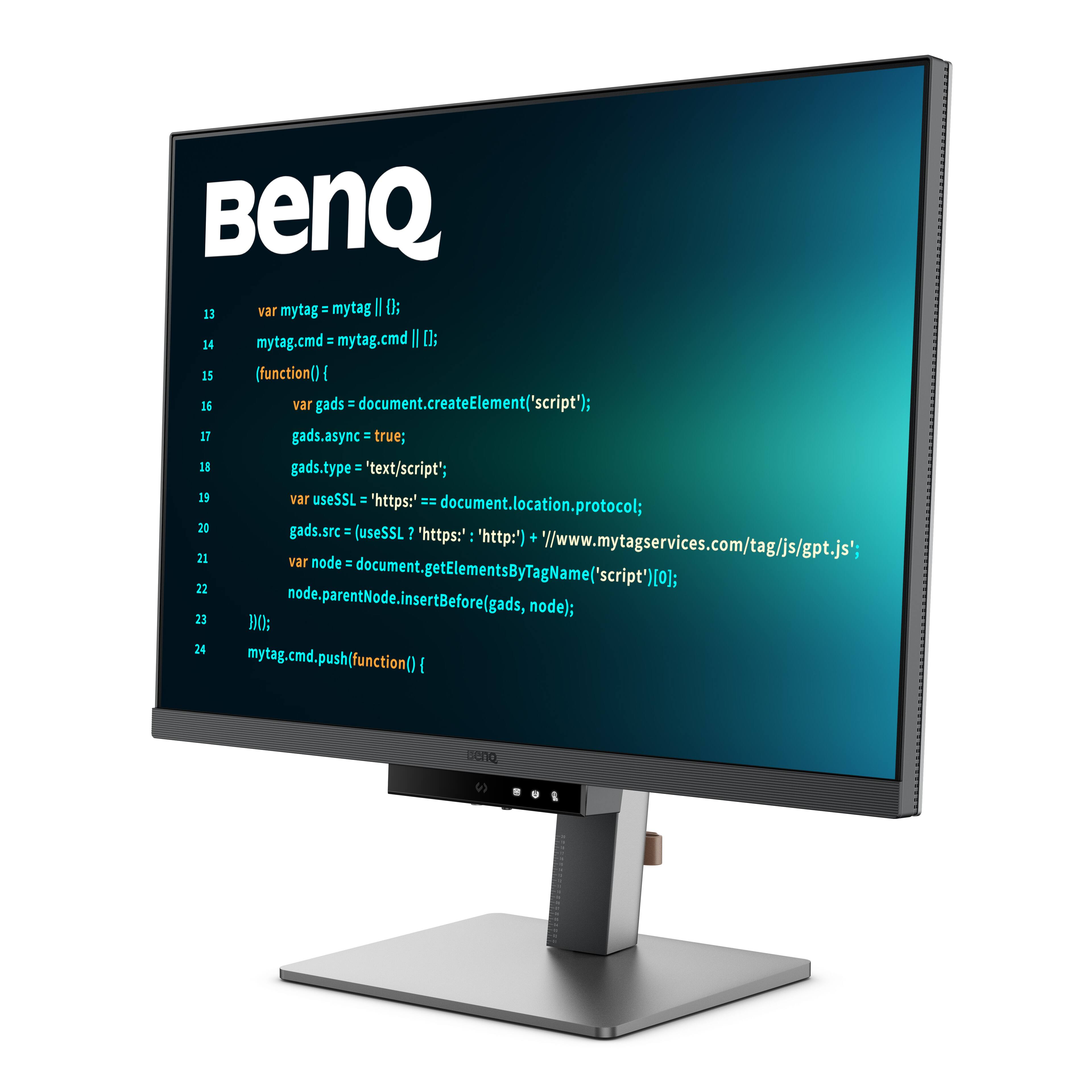 BenQ computer monitor with a blue background.