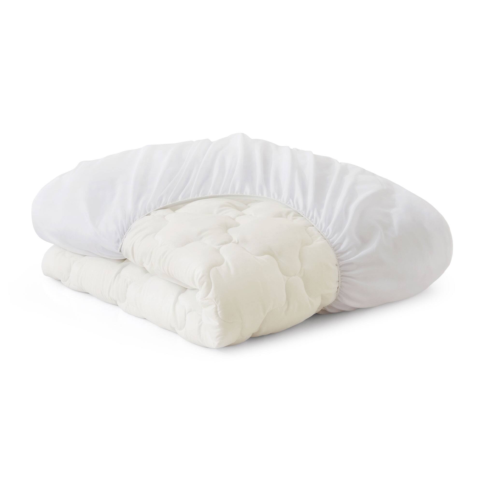 Back. Peace Nest - Peace Nest Organic Cotton Quilted Waterproof Mattress Pad, Fitted Stretchy Side Skirt Fits up to 18" - Off-white.
