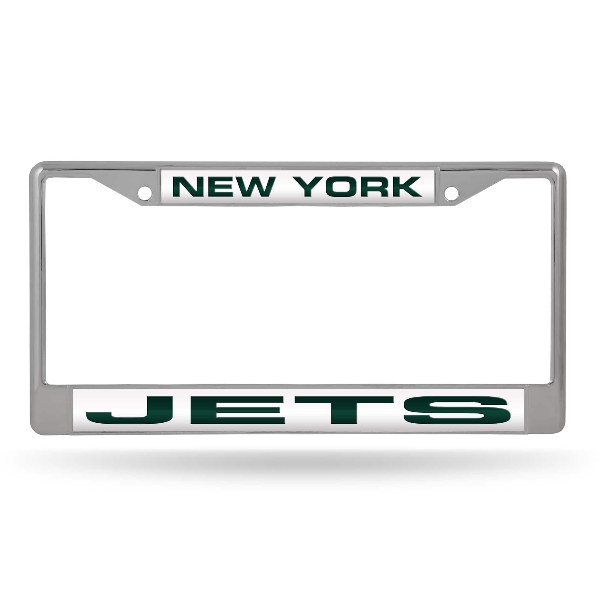 Rico Industries - New York NY Football Jets Chrome Metal Laser Cut License Plate Frame - Multi
