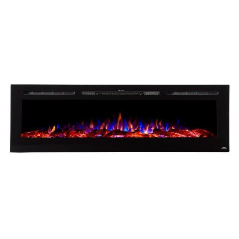 Left. Touchstone Home Products - 72 in. Wall Mounted Recessed Sideline Smart Electric Fireplace 1500W - Black.