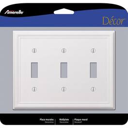 AMERELLE - Chelsea 3 gang Stamped Steel Toggle Wall Plate 1 pk - White