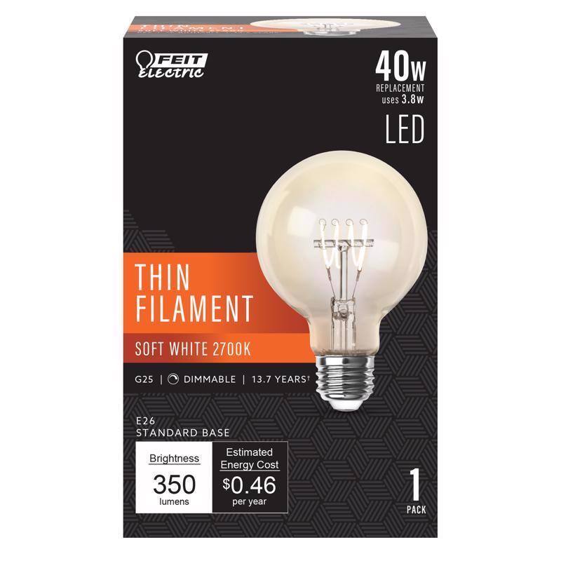 FEIT ELECTRIC - G25 E26 (Medium) Filament LED Bulb Soft White 40 Watt Equivalence 1 pk