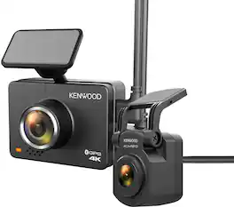 Kenwood - DRV-A610WDP Dual camera system- Compact 4K HD dash camera w/ 2" display, Wi-Fi, and GPS) rear-view cam and SD Card - Black