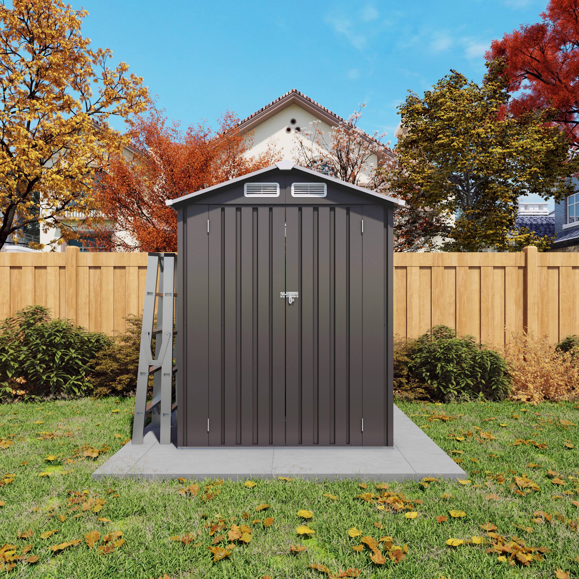 Left. Mondawe - 5X3 FT Metal Outdoor Storage Shed with Peaked Roof Waterproof and Lockable Door - Gray.