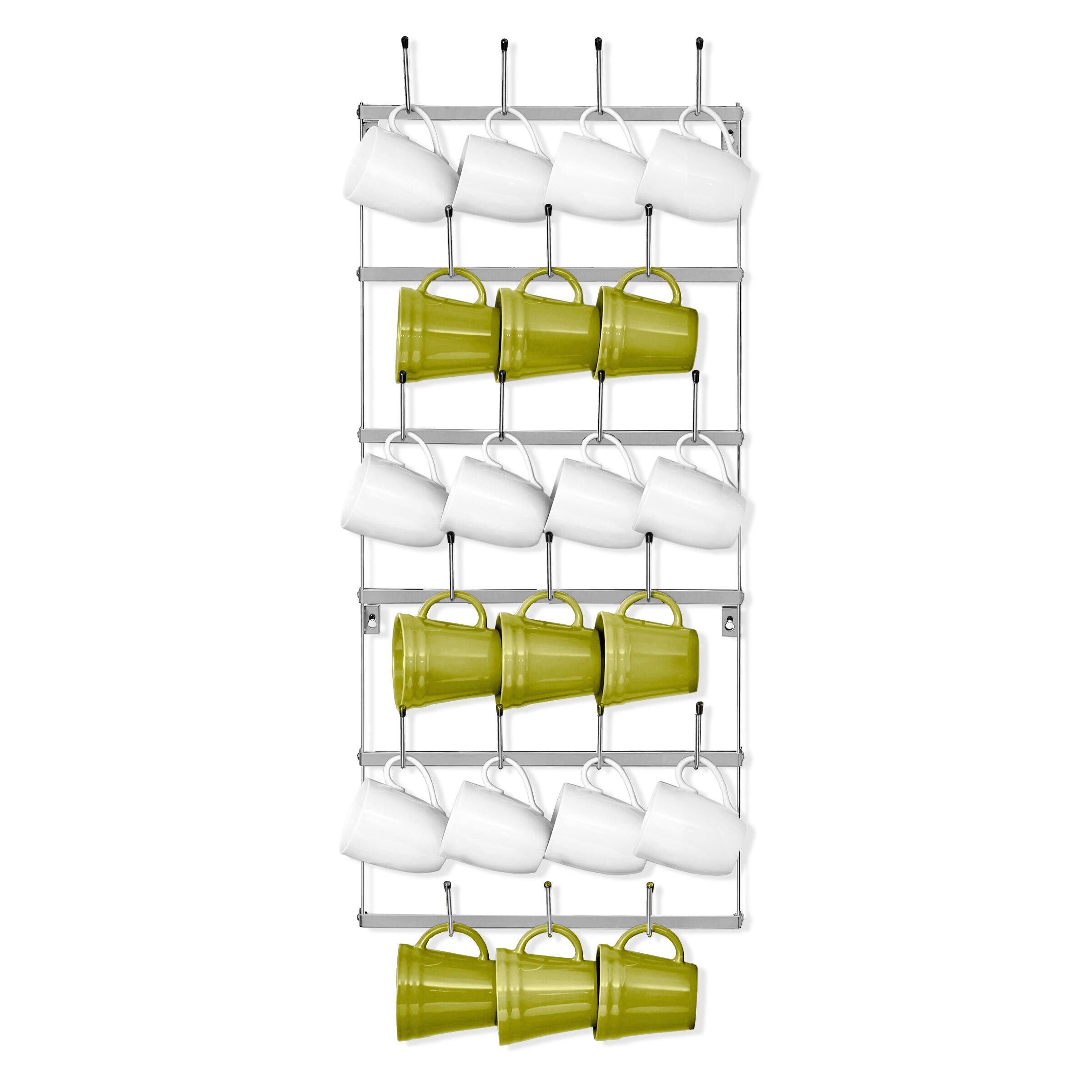 Sorbus - 6-Tier Wall Mounted Metal Mug Holder Rack - Display Organizer for Coffee Mugs, and More - Silver Small