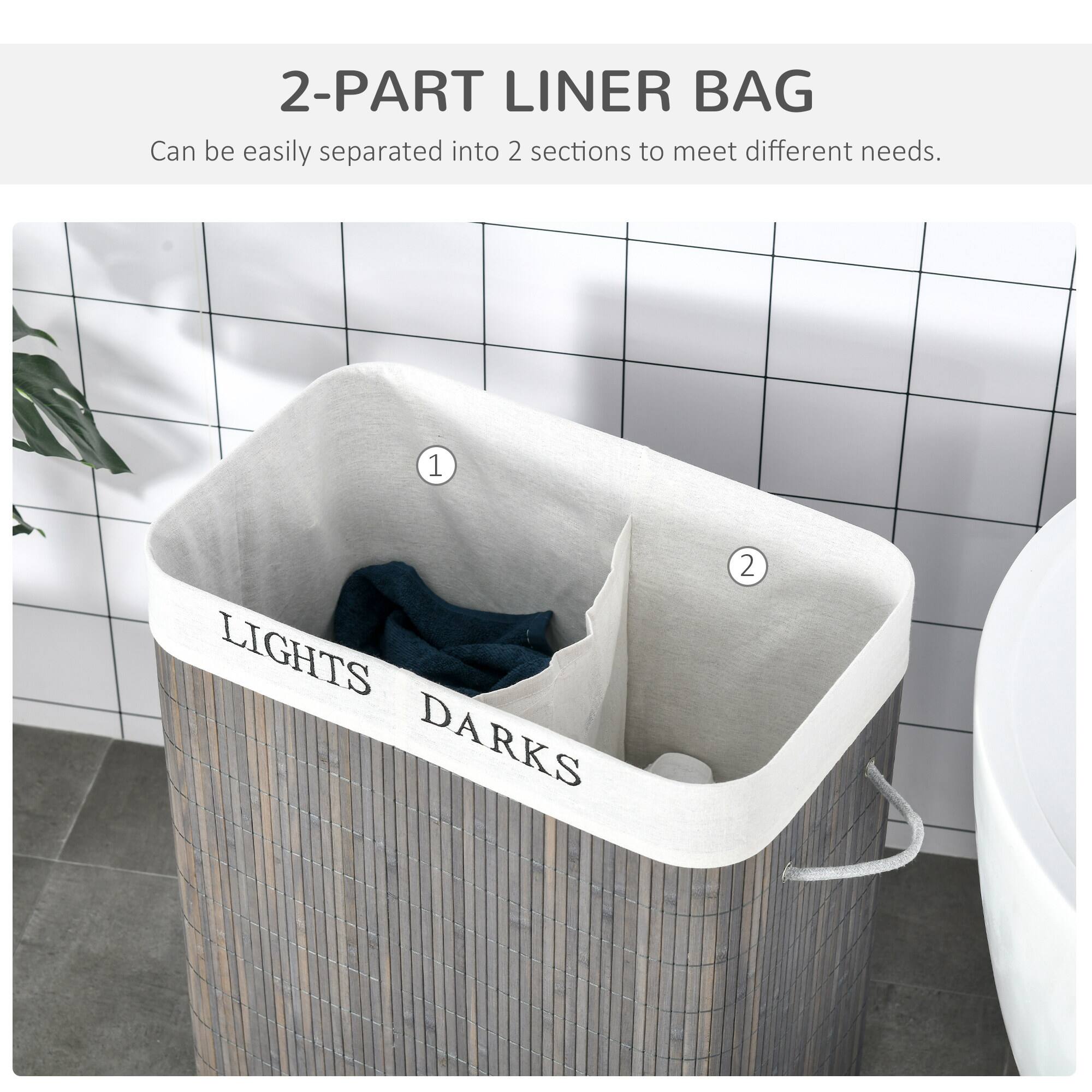 2-PART LINER BAG Can be easily separated into 2 sections to meet different needs. 1 LIGHTS 2 DARKS