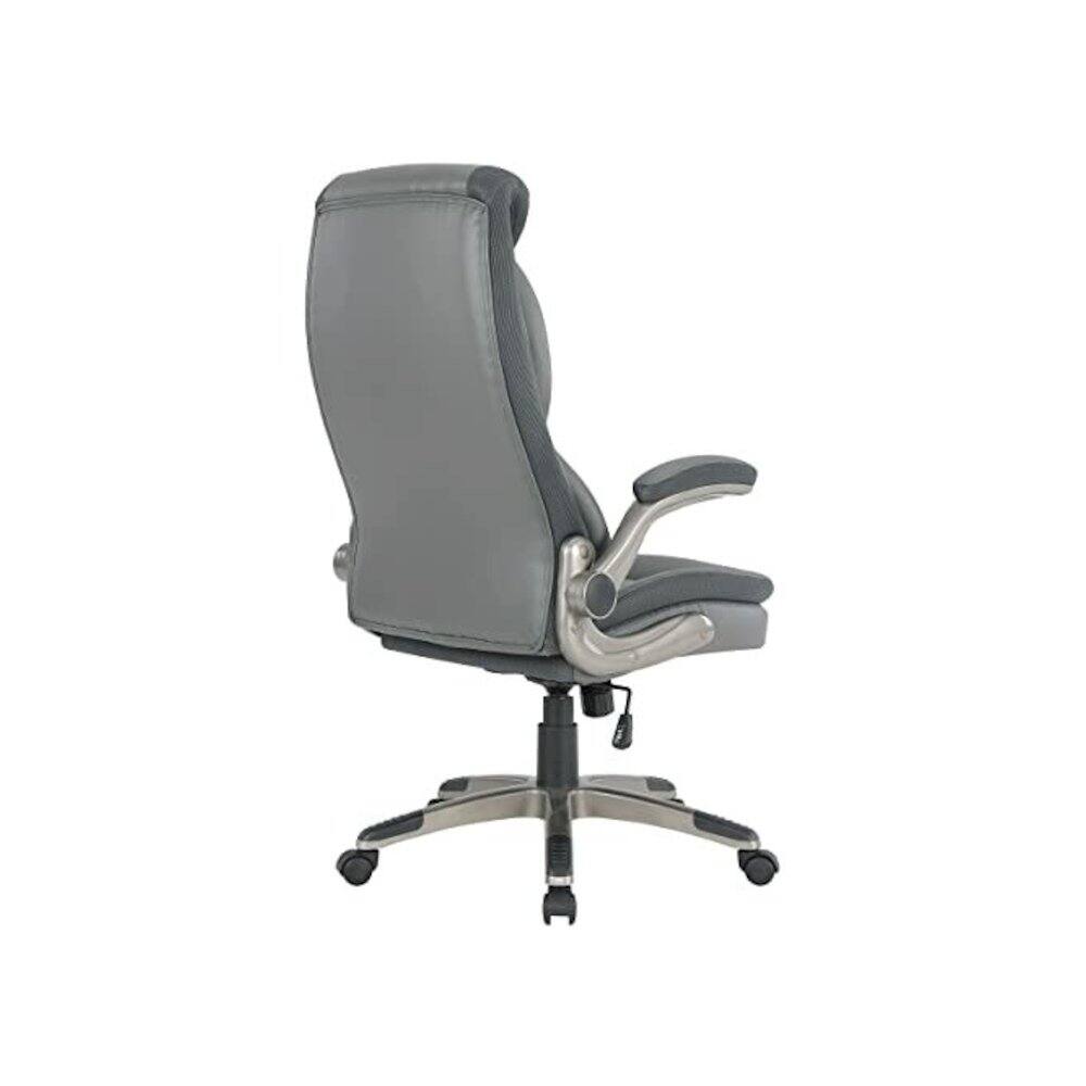 Left. FurniFact - Ergonomic Leather Office Chair – Executive High Back Gray Desk Chair - Charcoal / Titanium.