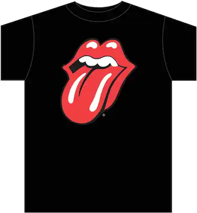 Front. PopMarket - The Rolling Stones - The Rolling Stones Classic Tongue Black Unisex Short Sleeve T-shirt Small - APPAREL - Multicolor.