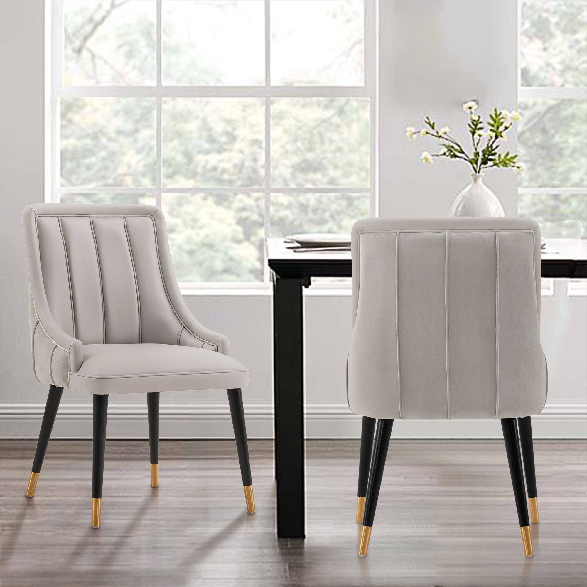 Angle. Manhattan Comfort - Eda Modern Wood Upholstered Dining Chair - Light Gray.