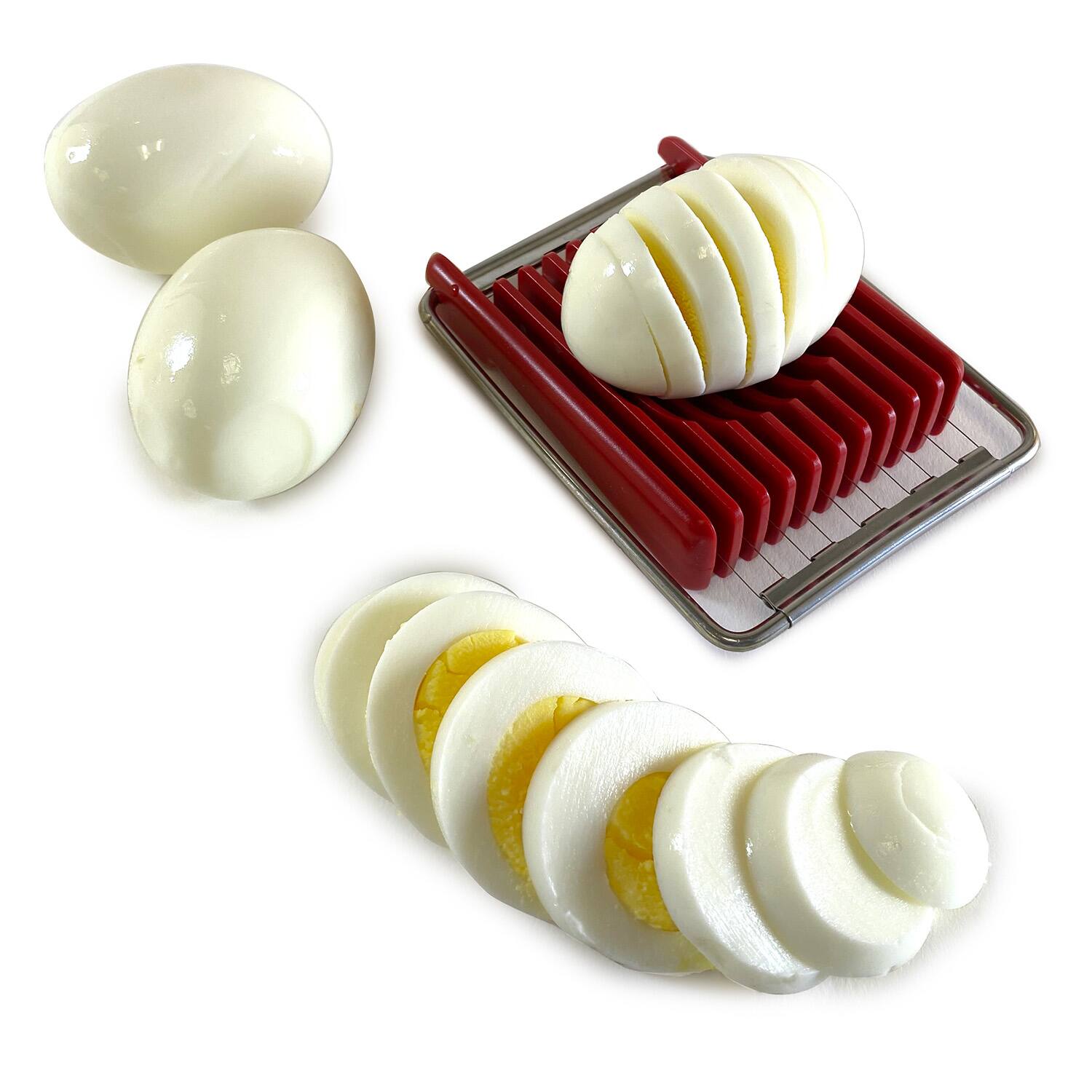 Alt View 4. Norpro - Dual Sided Flip N' Slice Mushroom, Egg, Cheese, and Butter Slicer, Red - Red.