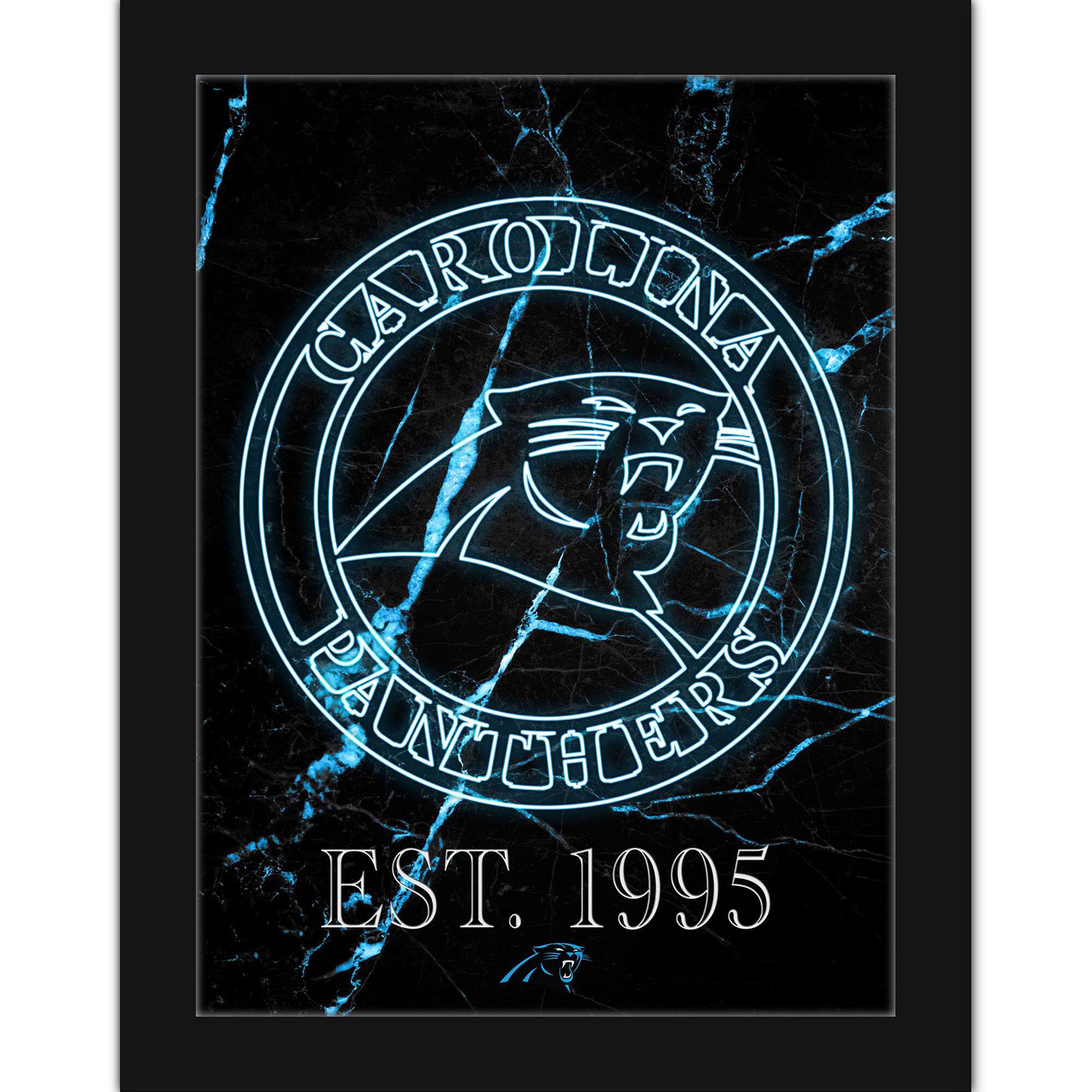 Black Carolina Panthers 12'' x 16'' Framed Circle Logo Print