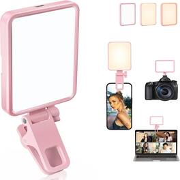 PARKER SLATER - Rechargeable Soft Selfie LED Light for Phone, Camera, Laptop – Portable Clip-On Light with 4–14H Battery for Selfies, Vl