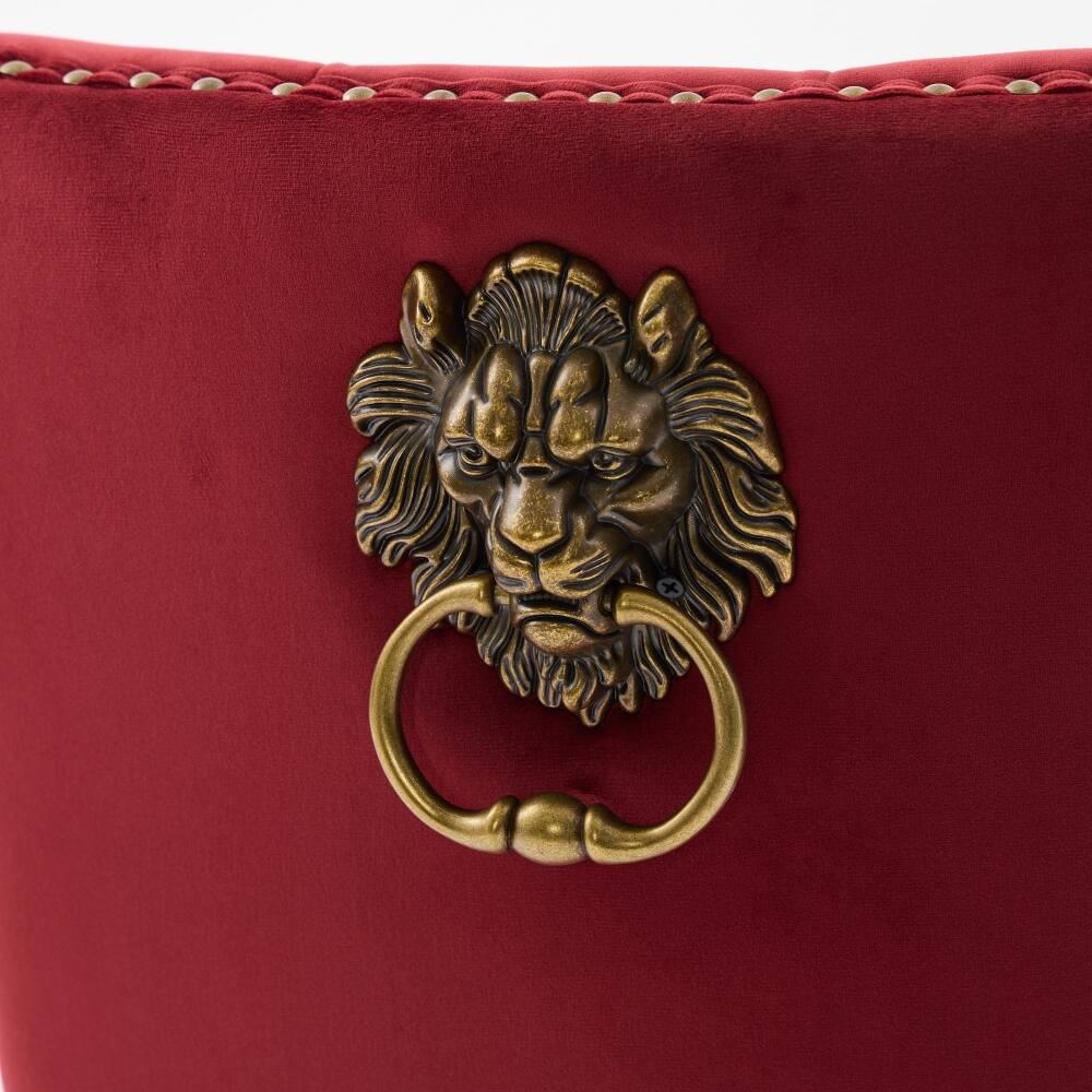 Alt View 7. Loheer - Loheer Wine Red Velvet Dining Chairs Set of 2 Tufted Solid Wood Golden Legs - Wine Red.