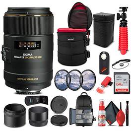 Bundle - Sigma - 105mm f/2.8 EX DG OS HSM Macro Lens for Nikon F (258306) - Black