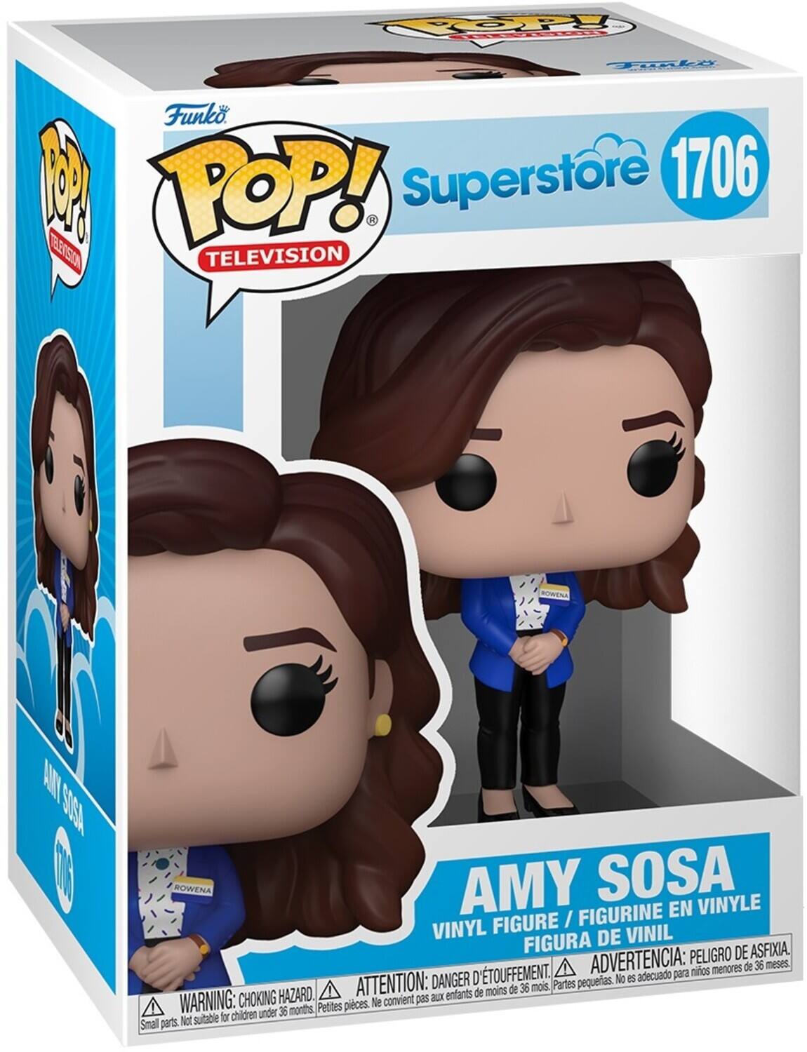 Funko. 1 POP! Superstore 1706 TEEFSION TELEVISION ROWENA A SOSA ROWENA AMY SOSA FIGURINE EN VINYLE VINYL FIGURE FIGURE / FIGURINE / VINIL FIGURA DE PELIGRO DE ASFIXIA. D'TOUFFEMENT. ADVERTENCIA: para nios menores de 36 meses. DANGER pequeas. No es adecuado HAZARD. ATTENTION: aux enfants de moins de 36 mois. Partes WARNING: CHOKING Petites pices. e convient pas children under 36 months Not suitable for Smal parts.