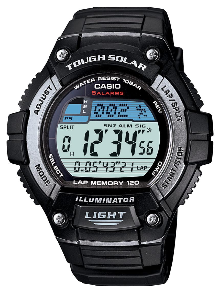 Front. Casio - Men's Solar-Powered Digital Sport Watch - Black Resin.