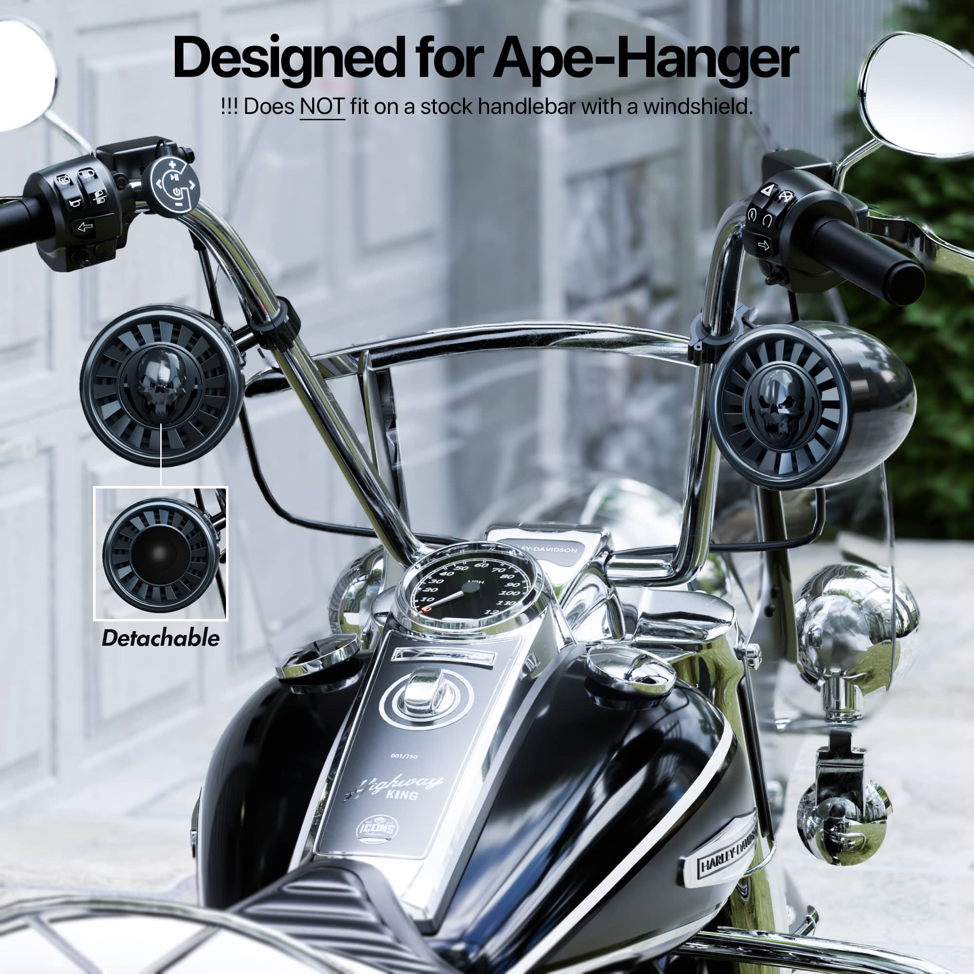 GoHawk - Bluetooth Motorcycle Speakers | 5" Waterproof Stereo System w/ Amplifier & USB | AS5‑X - Black