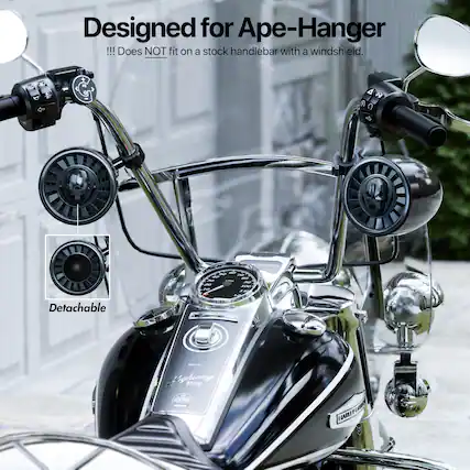 Designed for Ape-Hanger
!!! Does NOT fit on a stock handlebar with a windshield.
Detachable
