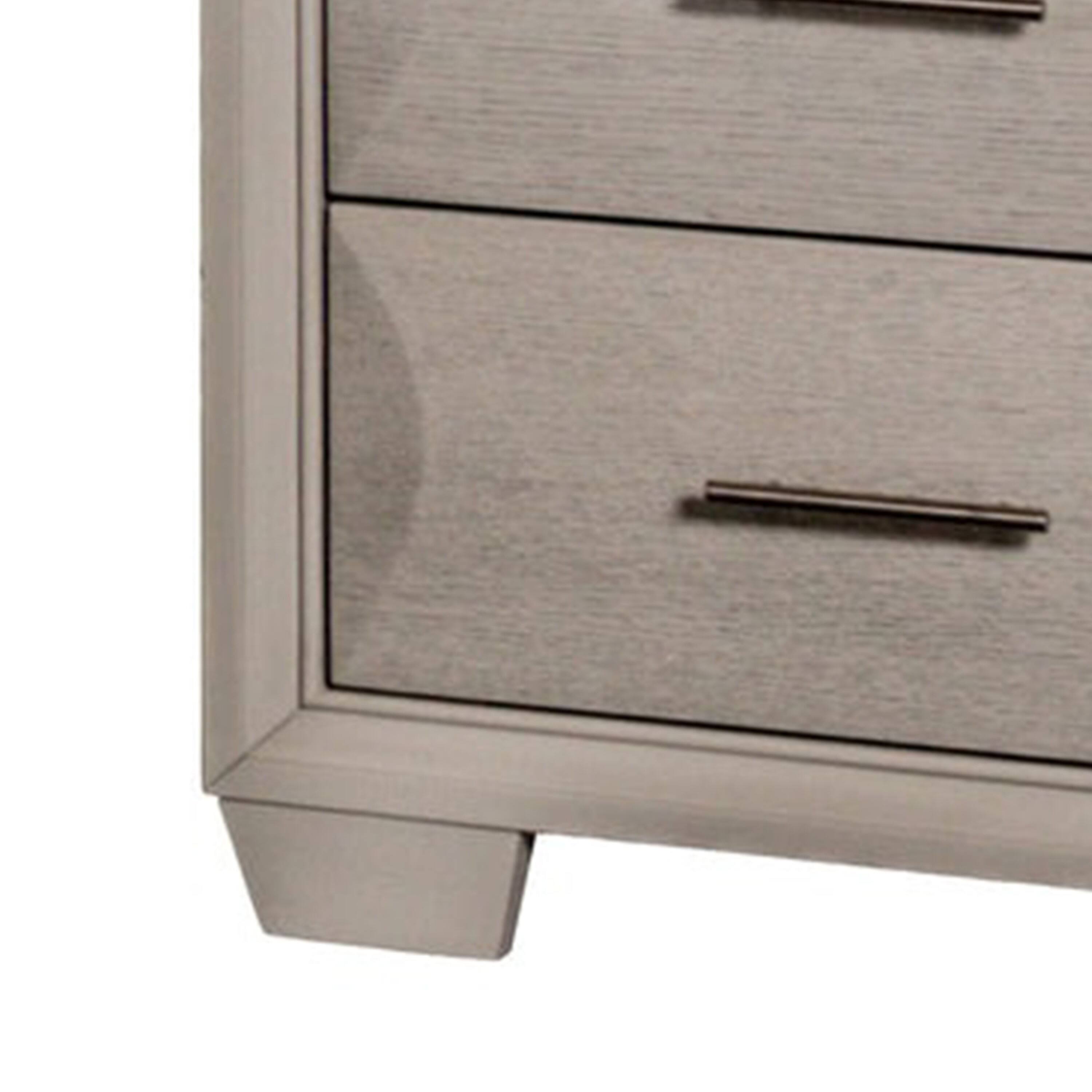 Alt View 3. Manhattan Lane - Nitz Nightstand, 2 Drawers, White Solid Wood, Metal Handles, 27 Inch - White, Gold.