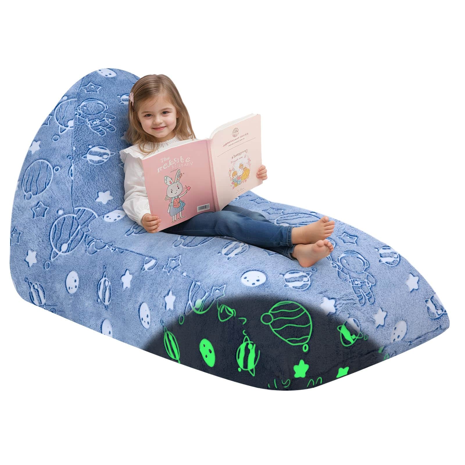 JETRANSPORT - Bean Bag Chairs For Unicorn Beanbag Chair With Filler Lounge Corduroy Lazy Floor Lounger And Stuffed - Glowing Space 53"D x 31"W x 30"H