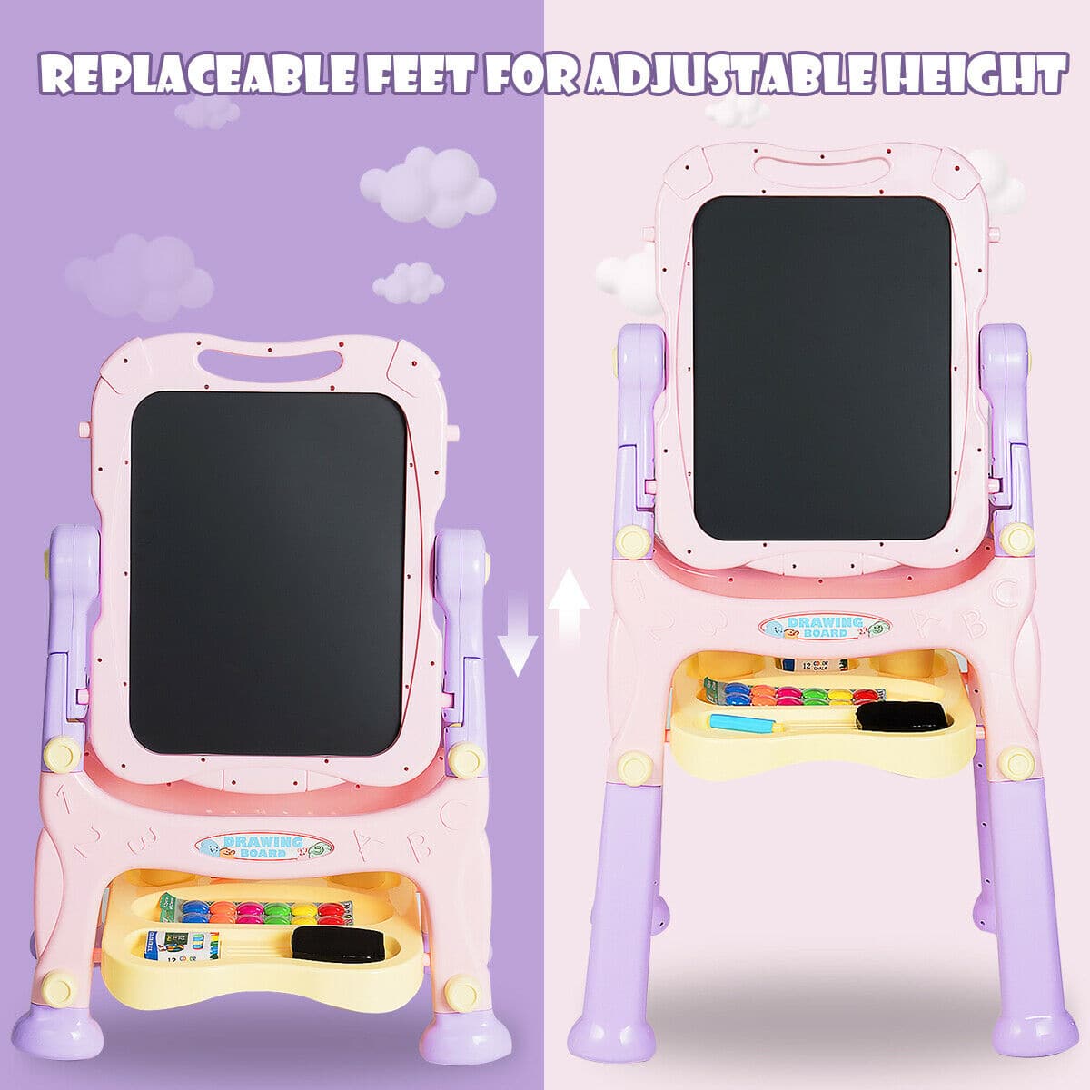 Replaceable Feet for Adjustable Height Drawing Board