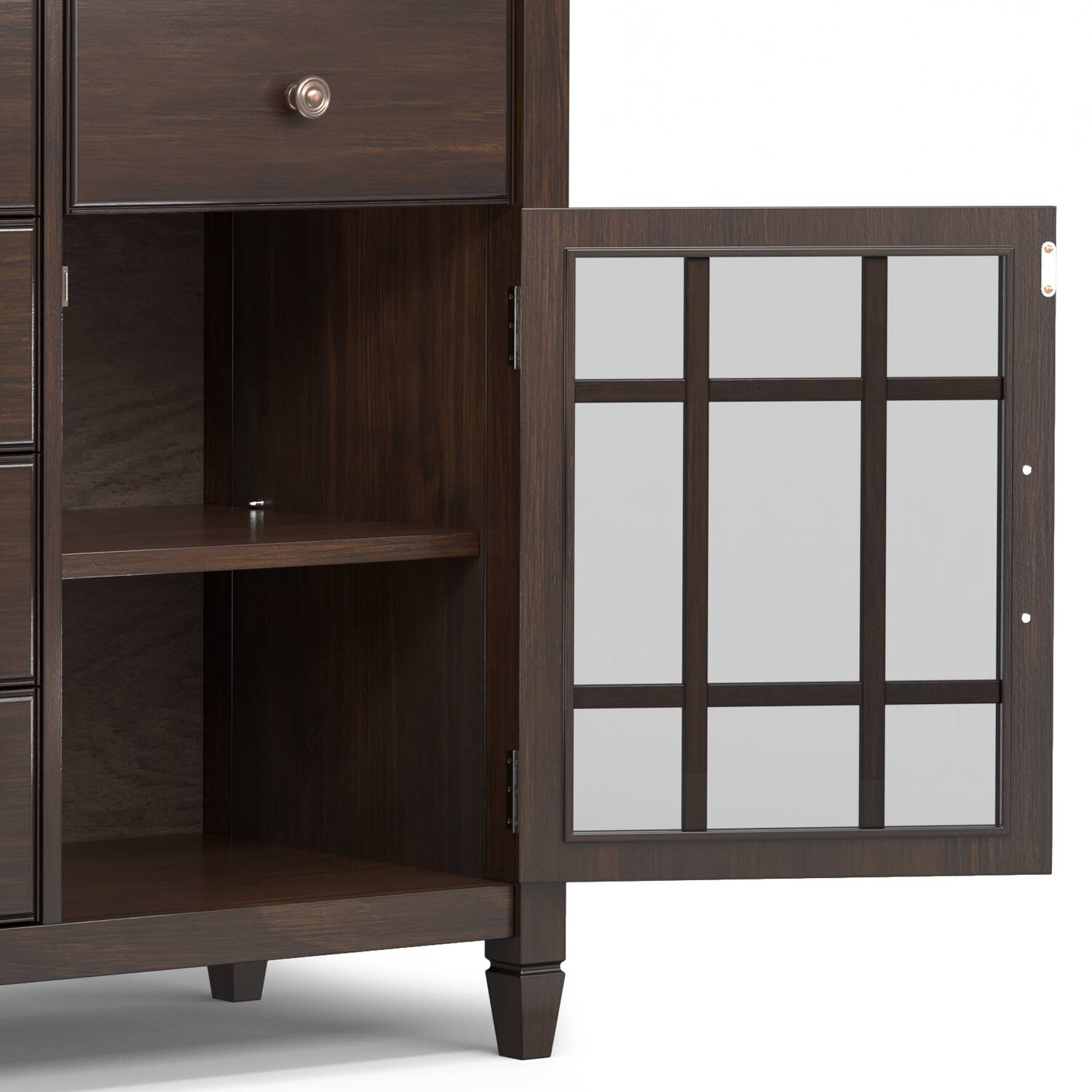 Alt View 5. Simpli Home - Simpli Home Connaught 60 inch Wide Solid Wood Sideboard Buffet in Chestnut Brown - Chestnut Brown.