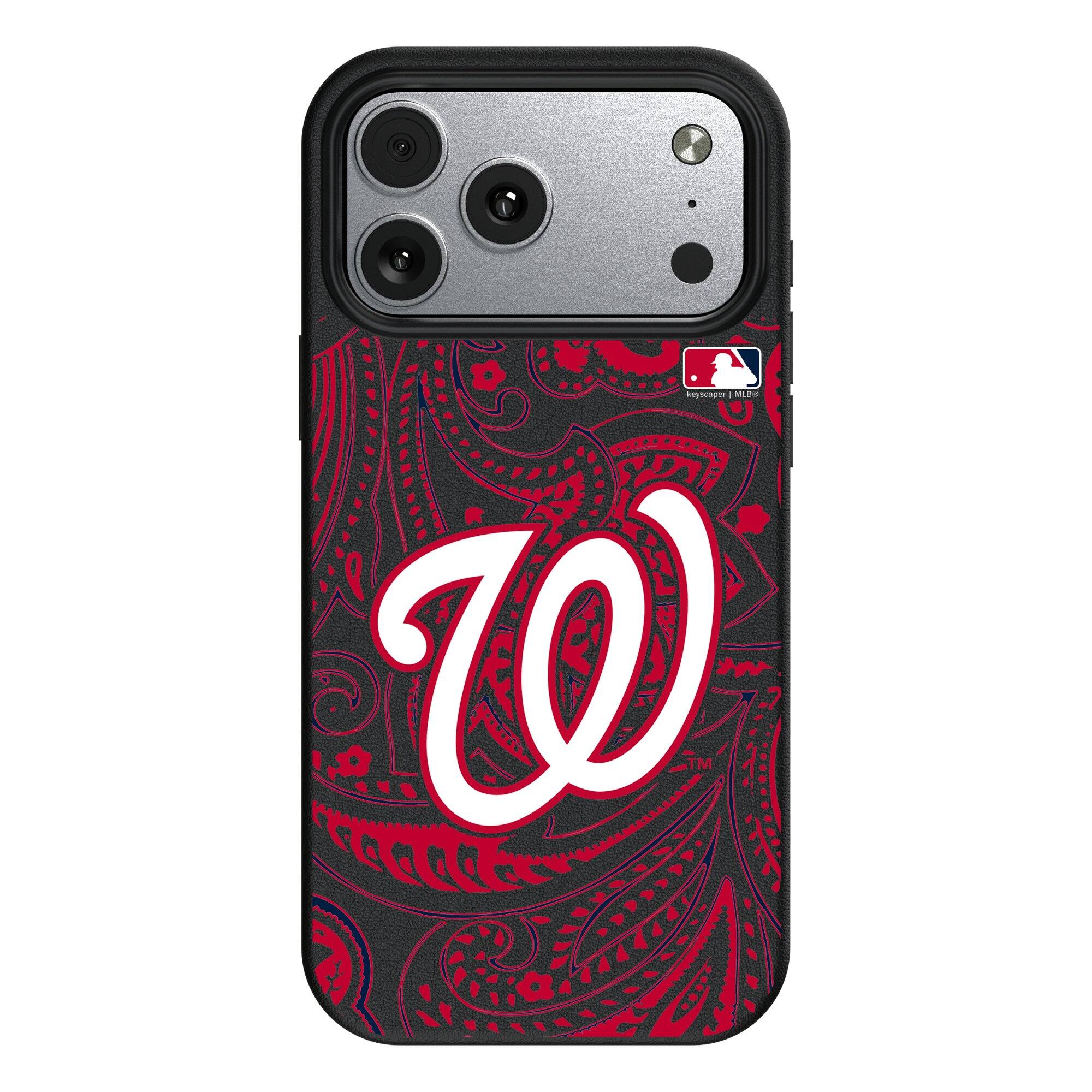 Front. Keyscaper - Washington Nationals Paisley iPhone Magnetic Bump Case - 16 Pro - Black.