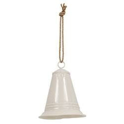 Left. BreeBe - Painted Metal Christmas Bell Ornament Large 3 Asstd. - Red, Green, White.