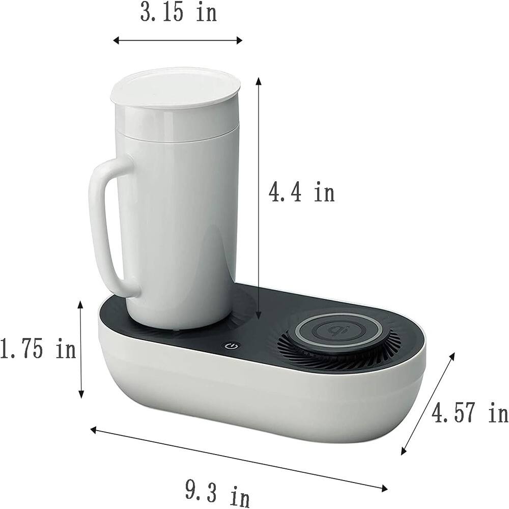 Back. Schertz - 3-in-1 Coffee Warmer, Drink Cooler & Wireless Charger for Desk - white.