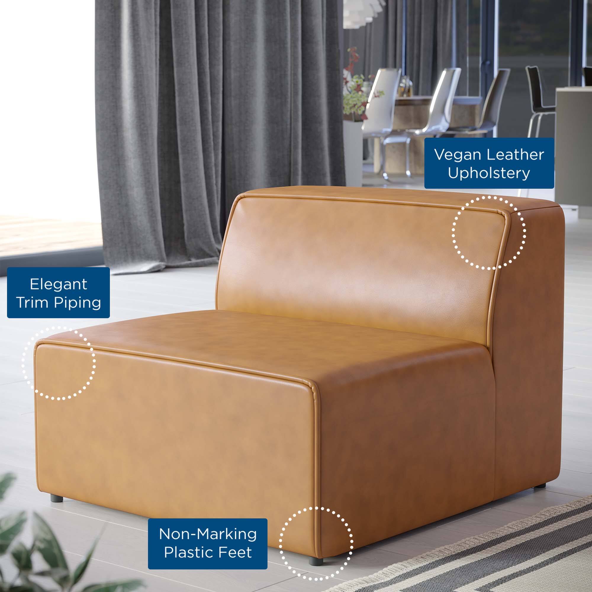 Elegant Trim Piping  
Vegan Leather Upholstery  
Non-Marking Plastic Feet