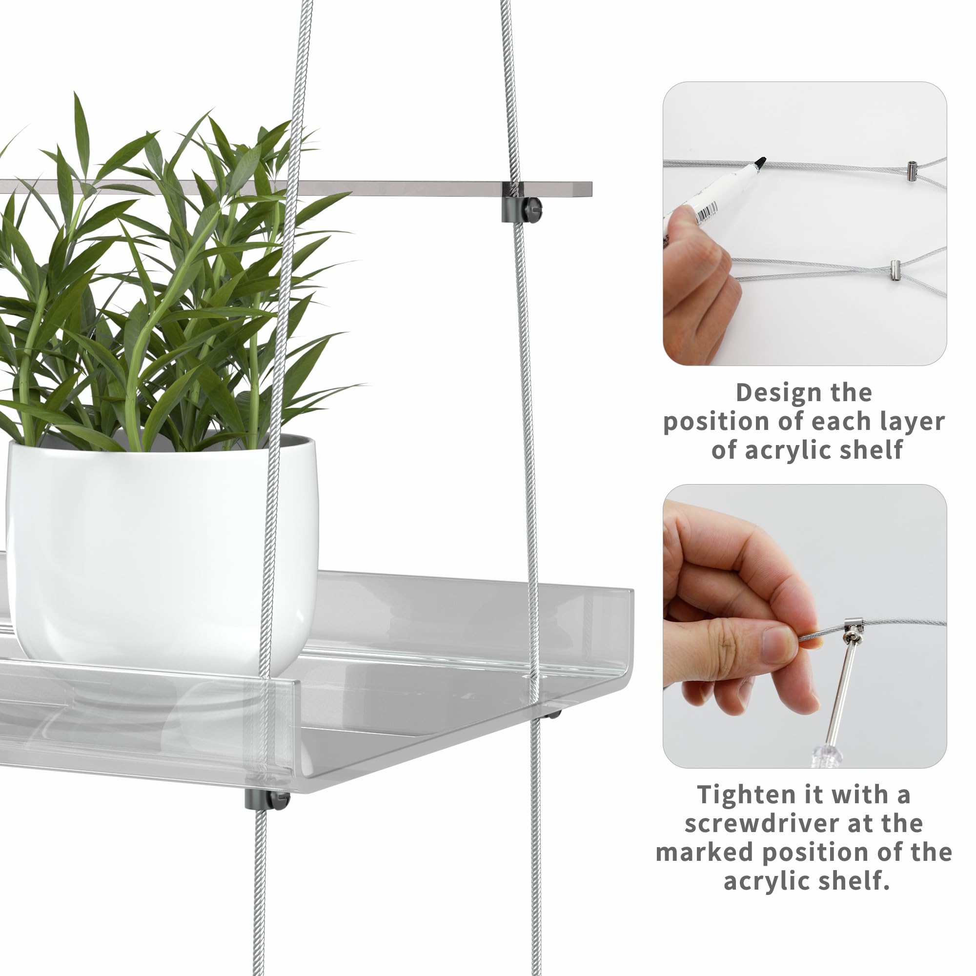 Design the position of each layer of acrylic shelf.

Tighten it with a screwdriver at the marked position of the acrylic shelf.