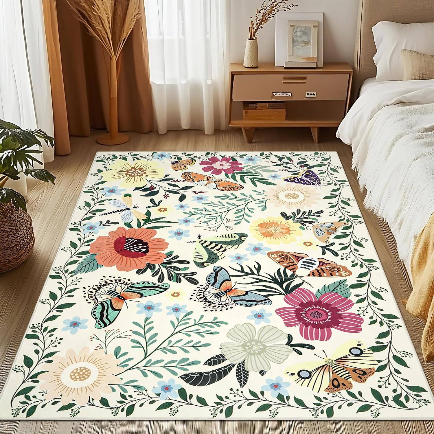Front. mosiso - 6x9 Area Rug Soft Non-Slip Indoor Floor Low Pile Mat Rectangular Washable Area Rugs for Dining Living Room - H936.
