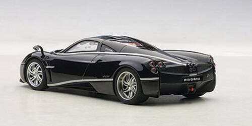 Alt View 1. Autoart - Pagani Huayra Black with Silver Stripes 1/43 Diecast Model Car by Autoart.