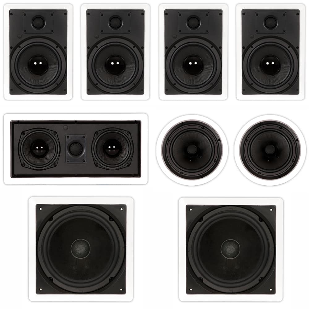 Theater Solutions by Goldwood - TST87 in Wall and in Ceiling 8" Speakers Home Theater 7.2 Speaker System - Paintable White