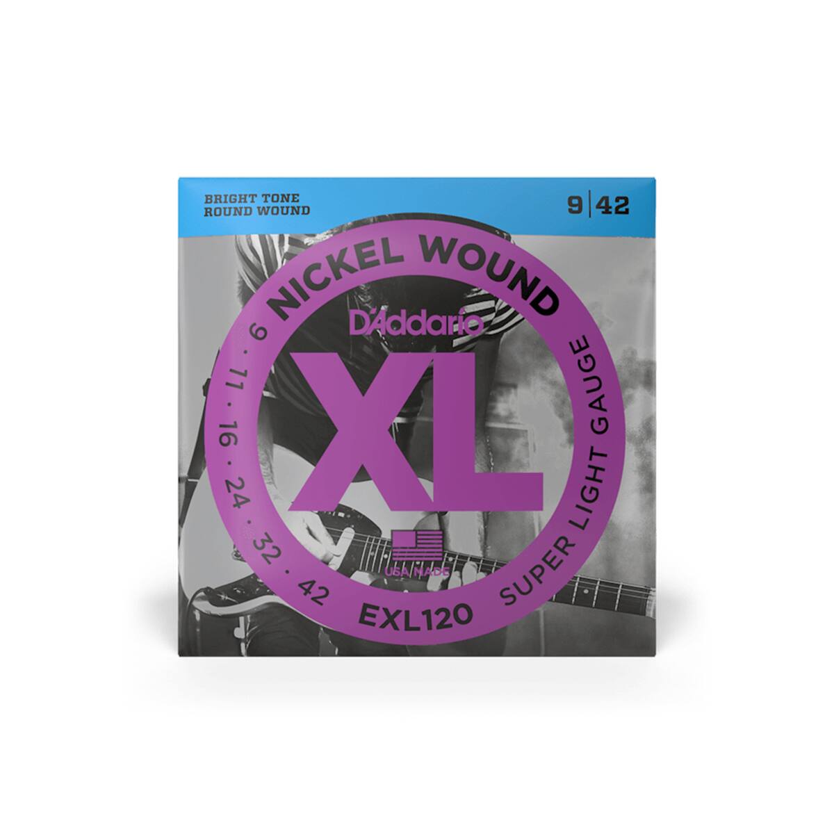 BRIGHT TONE ROUND WOUND 9 | 42 NICKEL WOUND 6 D'Addario 11 GAUGE 16 24 XE LIGHT 32 USA/MADE SUPER 42 EXL120